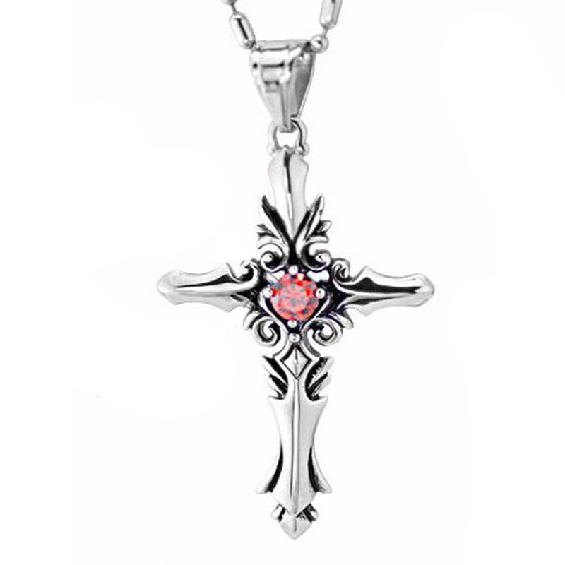 Fashion Vintage Sacred Heart Diamond Cross Pendant Necklace Jewelry RD