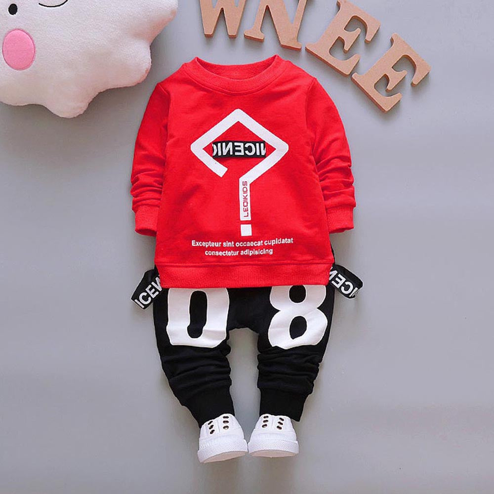 Toddler Baby Kid Boy Girl Outfits Letter Printing T-shirt Tops+Pants Clothes Set