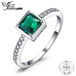 JewelryPalace Square 0.5ct Created Green Emerald Solitaire Ring 925 Sterling Silver Rings for Women Fine Jewelry