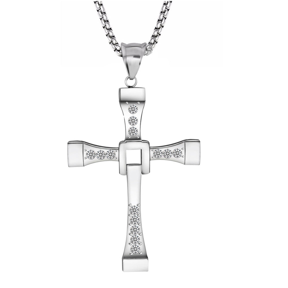 PTIVA 2021 Necklace The Fast and The Furious Celebrity Vin Diesel Item  Crystal Jesus Men Cross Pendant Necklace Gift Jewelry | Amazon.com
