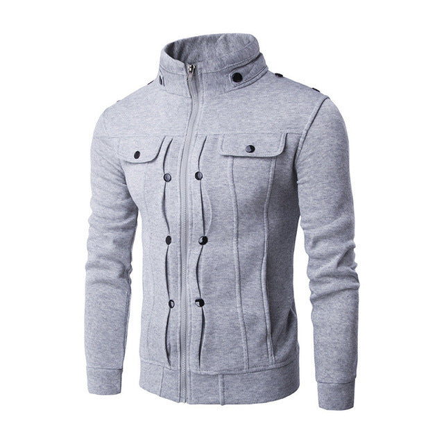 2018 Autumn Winter New Men's Zipper Stand Collar Cotton Sweatshirt Jacket Casual Slim Fit Tracksuit Cardigan Coat Korean Style