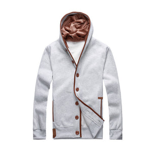 2018 Autumn Winter Men's Hoodies Hooded Sweatshirt Europe College Style Slim Fit Buttons Down Cardigan Hoodie Jacket Men Outwear