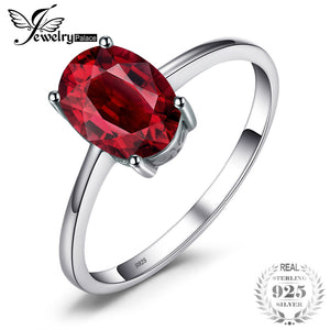 JewelryPalace 1.6ct Pure Red Garnet Solitaire Ring For Women Oval Cut Solid 925 Sterling Silver Fashion Accessories On Sale