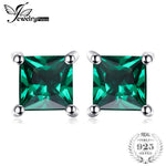JewelryPalace Square 0.6ct Created Created Emerald 925 Sterling Silver Stud Earrings Classic Fine Jewelry for Women
