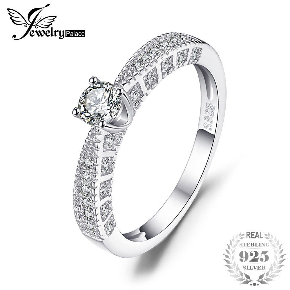 JewelryPalace 0.45ct Cubic Zirconia Engagement Wedding Ring Real 925 Sterling Silver Anniversary for Women Special Gift