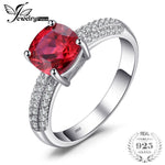 JewelryPalace Cushion 2.6ct Created Red Ruby Solitaire Engagement Ring 925 Sterling Silver Ring Fashion Design Fine Jewelry