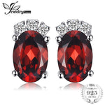 JewelryPalace 1.2ct Oval Natural Garnet Stud Earrings For Women 100% Real 925 Sterling Silver Brand New Trendy Fine Jewelry Gift