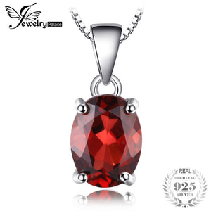 JewelryPalace Oval 2.5ct Natural Red Garnet Birthstone Solitaire Pendant 925 Sterling Silver Not Include a Chain Fine Jewelry