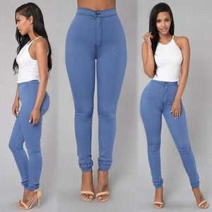 2018 Solid Wash Skinny Jeans Woman High Waist winter Denim Pants Plus Size Push Up Trousers Bodycon warm Pencil Pants Female 15
