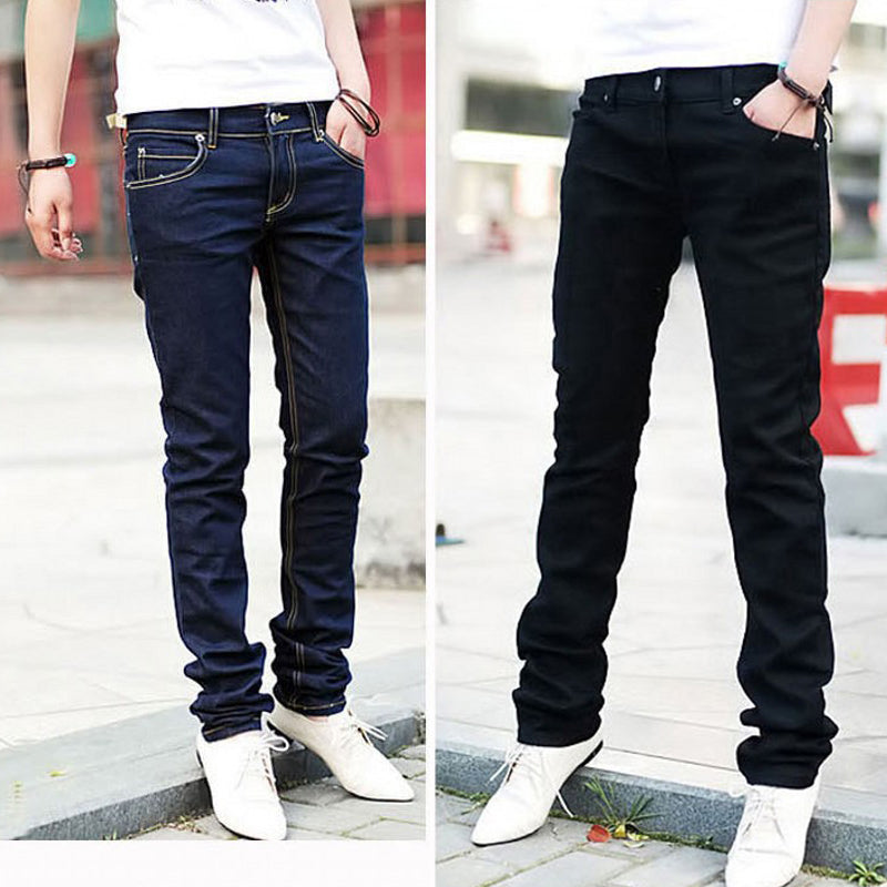 Mens Denim Pants Trousers Slim Fit Jeans Skinny Pencil Washed Cotton Pants  | eBay